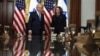 Vice President Kamala Harris, right, and Israeli Prime Minister Benjamin Netanyahu appear before a meeting at the Eisenhower Executive Office Building in Washington, July 25, 2024.