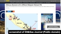 Oil&Gas Journal đưa tin Hibiscus tìm thấy dầu trong khuôn khổ hợp đồng chia sản phẩm Việt Nam-Malaysia, 29/4/2024.