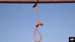FILE - A noose is seen at a jail in Kabul, Afghanistan, Oct. 8, 2014, ahead of an execution.