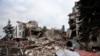 A view of the Mariupol theater damaged during fighting in Mariupol, in territory under the government of the Donetsk People's Republic, eastern Ukraine, April 4, 2022.
