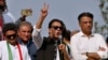 FILE - Pakistan’s former Prime Minister Imran Khan, center, speaks during a rally in Islamabad, May 26, 2022. 