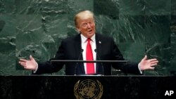 美国总统特朗普在联合国发表演说(资料照)