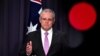 Prime Minister Scott Morrison speaks to the media during a press conference at Parliament House in Canberra, Australia, Oct. 16, 2018. 