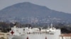 The USNS Mercy, a Navy hospital ship, is seen docked at Naval Base San Diego, March 18, 2020.