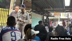 จนท.ไทยจับกุมชาวมอนตานญาดที่งานศพแห่งหนึ่งในอำเภอบางใหญ่ จังหวัดนนทบุรี เมื่อวันอาทิตย์ที่ 23 ก.พ. 2025 (Y Misin Knul/RFA)