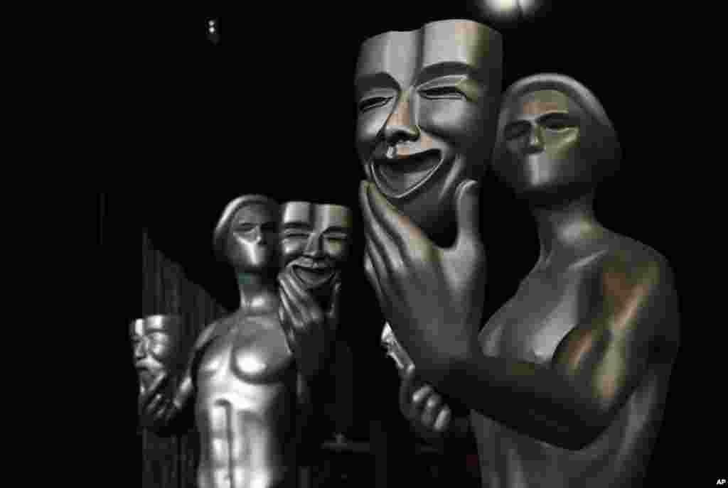 Screen Actors Guild &quot;Actor&quot; statues for Sunday&#39;s SAG Awards ceremony are pictured at the Shrine Auditorium, in Los Angeles.