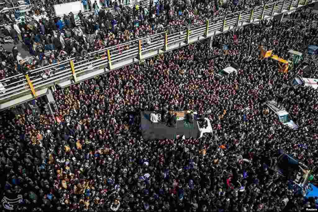 Mourners gather during the funeral of former president Ali Akbar Hashemi Rafsanjani in Tehran, Iran.