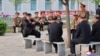 North Korean leader Kim Jong Un speaks during a visit to the Kim Il Sung Military University on the 92nd founding anniversary of the Korean People's Revolutionary Army, in Pyongyang, North Korea, April 25, 2024 in a photo released by the Korean Central News Agency.