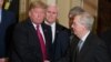 FILE - Then-President Donald Trump, left, shakes hands with then-Senate Majority Leader Mitch McConnell, as he departs, accompanied by then Vice President Mike Pence after a Senate Republican Policy luncheon, on Capitol Hill, in Washington, Jan. 9, 2019.