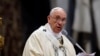 Pope Francis delivers a message as he celebrates an Armenian-Rite Mass to commemorate the 100th anniversary of the Armenian Genocide, in St. Peter's Basilica at the Vatican, April 12, 2015. 