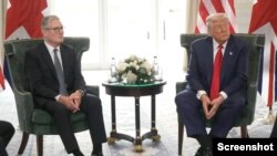 رئیس جمهور ترمپ و صدراعظم بریتانیا. 