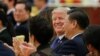 U.S. President Donald Trump and China's President Xi Jinping attend a state dinner at the Great Hall of the People in Beijing, China, Nov. 9, 2017. 