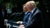 President Donald Trump, accompanied by South Korean President Moon Jae-in, speaks in the Rose Garden of the White House in Washington, June 30, 2017. 