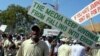 FILE - Journalists chant anti-government slogans and sing songs as they celebrate World Press Freedom Day.
