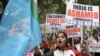 Members of National Students' Union of India (NSUI), the student wing of India's main opposition Congress party, shout slogans during a protest against the attacks on the students of Jawaharlal Nehru Universityon, in New Delhi, Jan 6, 2020.