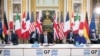 英国伦敦兰开斯特宫，英国财政大臣苏纳克在七国集团领导人峰会前的七国集团财政部长会议上发言（2021年6月4日）。