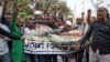 Demonstrators shout slogans during a protest against the Citizenship Amendment Bill, a bill that seeks to give citizenship to religious minorities persecuted in neighboring Muslim countries, and National Register of Citizens, in Kolkata, Dec. 9, 2019.