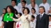 New Taiwan's President Tsai Ing-wen, center, and Vice President Chen Chien-jen, right, attend their inauguration ceremonies in Taipei, Taiwan, Friday, May 20, 2016.